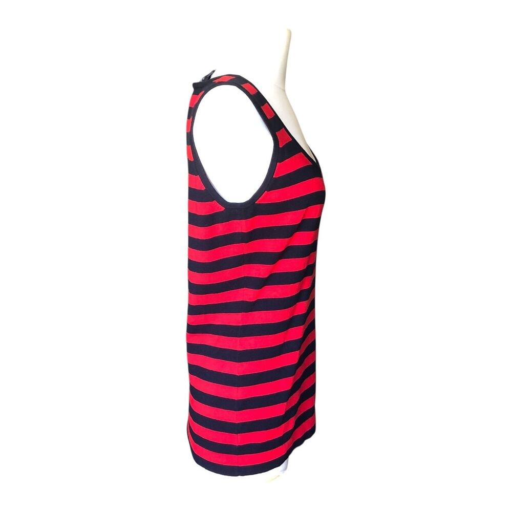 Rondina New York Square Neck Tank Top Red Navy Stripe Sleeveless Medium NWT - Picture 4 of 11